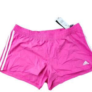 New Adidas Pacer 3S Womens Shorts XL Pink White 3-Strips Lightweight Shorts